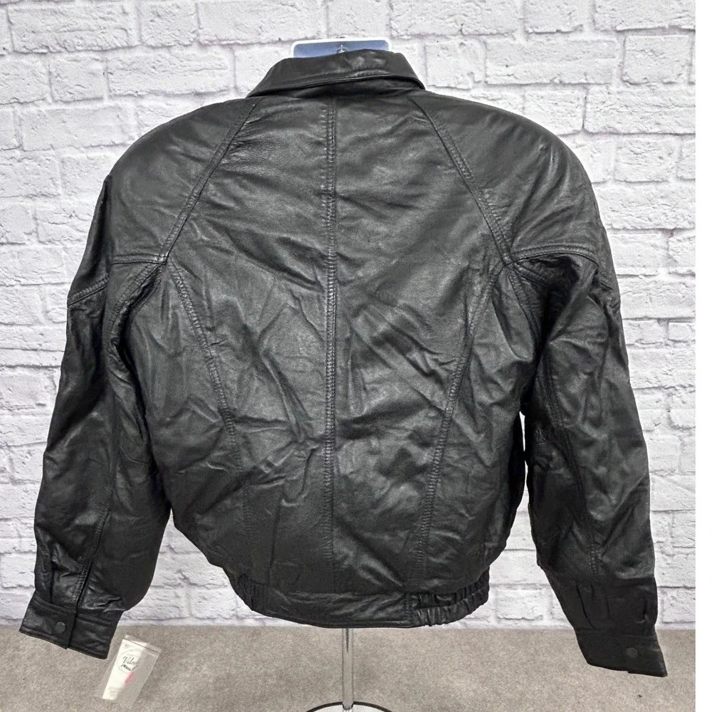 Vintage Vilanto Authentic Leatherwear Black Bomber Jacket Mens Size‎ L NEW